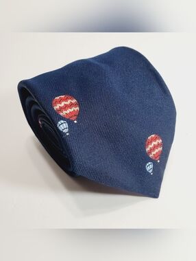 Excello Cravats Blue Hot Air Baloon Pattern Men's Neck Tie 56x3.75"